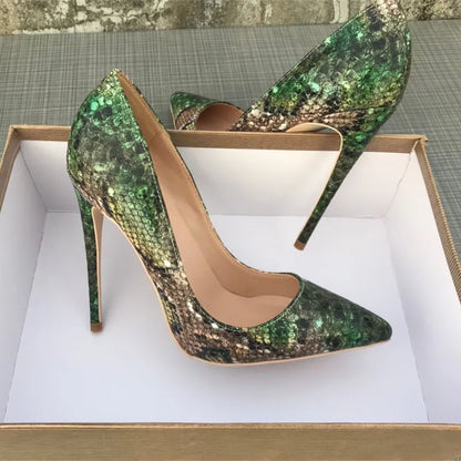 Multi-Color Snake Pattern Stilettos