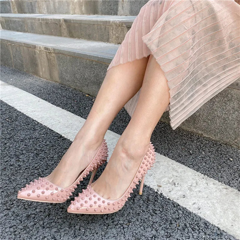 Nude Patent Stiletto Spikes