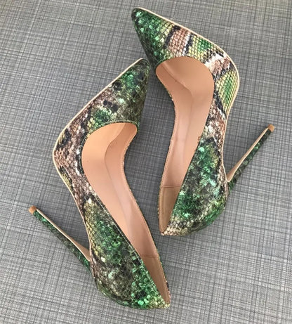 Multi-Color Snake Pattern Stilettos