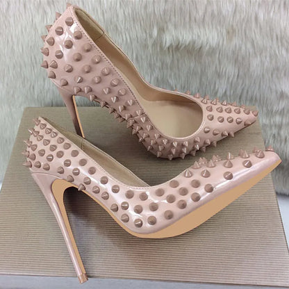 Nude Patent Stiletto Spikes