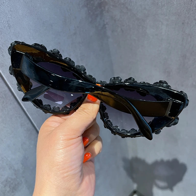 Vintage Black Flower Sunglasses