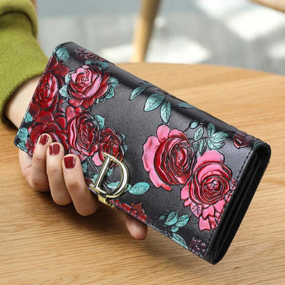 3D Floral Printed Wallet Large