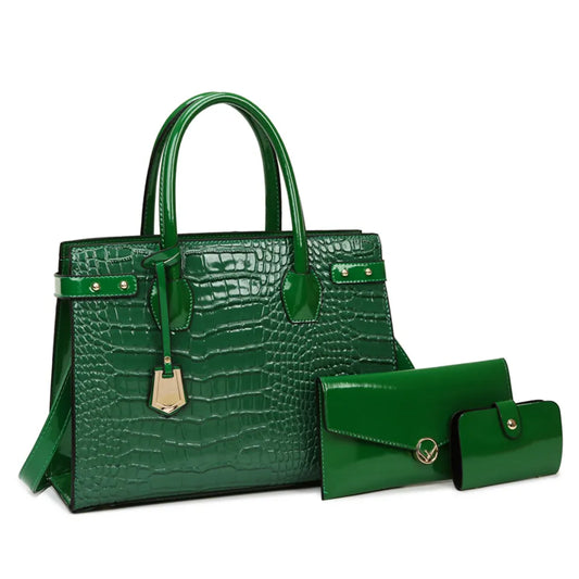 Patent Leather Crocodile Crossbody Set