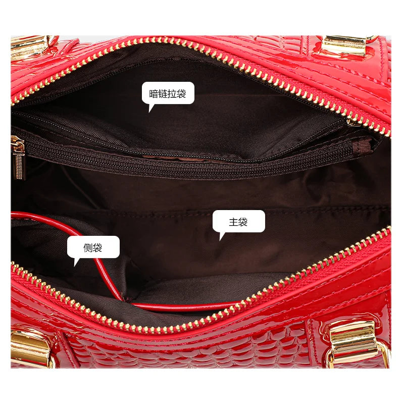 Cowhide Crocodile-Embossed Tote Bag