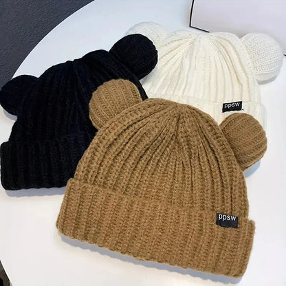 Bear Ear Knitted Wool Hat