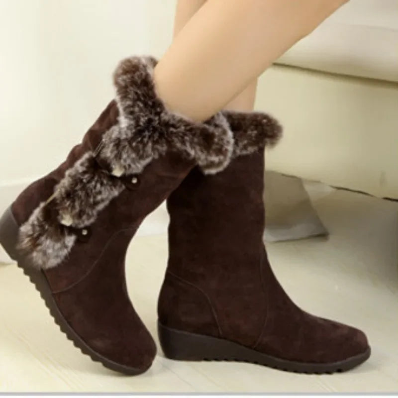 Women's Shoes 2024 Fashion Knee-High Women's Boots Hot Sale Turned-over Edge Daily Boots Women Winter Plus Size Solid Snow Boots