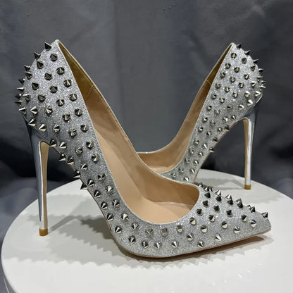 Platinum Rivet Stilettos