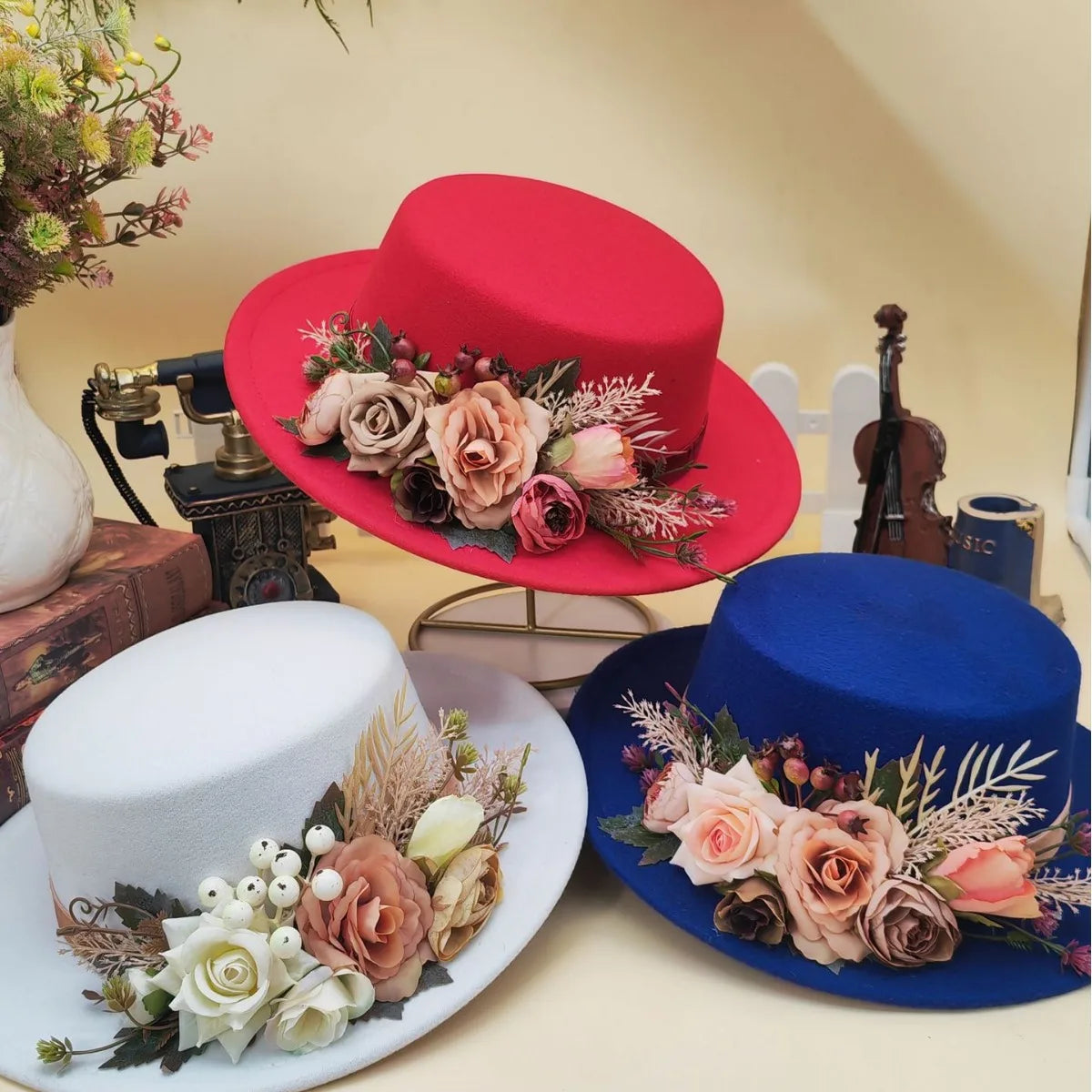 British Vintage Flat Top Basin Hats