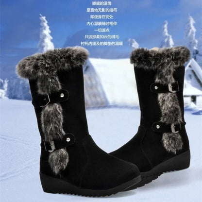 Women's Shoes 2024 Fashion Knee-High Women's Boots Hot Sale Turned-over Edge Daily Boots Women Winter Plus Size Solid Snow Boots