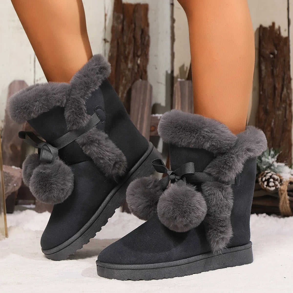 Winter Pompom Boots