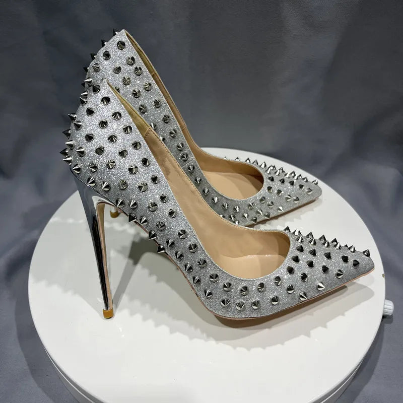 Platinum Rivet Stilettos