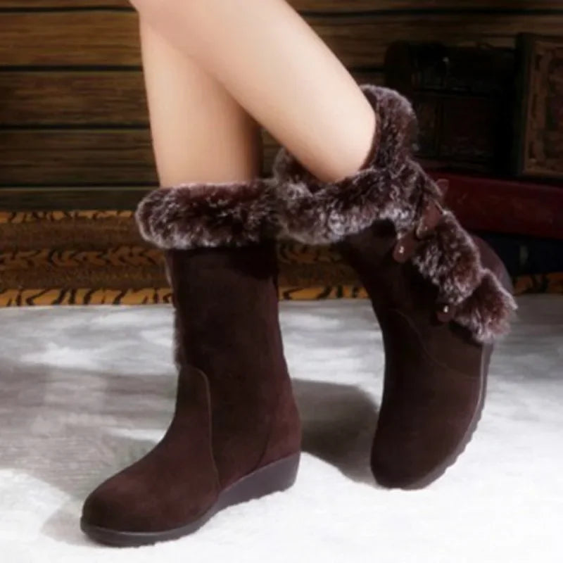 Women's Shoes 2024 Fashion Knee-High Women's Boots Hot Sale Turned-over Edge Daily Boots Women Winter Plus Size Solid Snow Boots