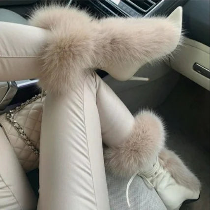 Pointed Mid-Calf Fur Boots