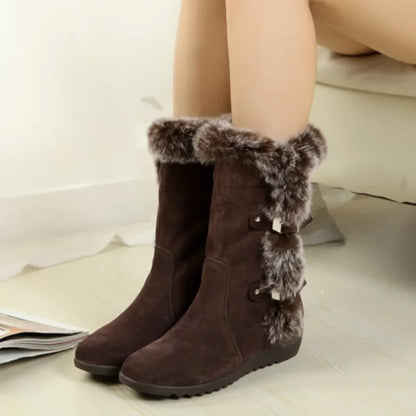 Women's Shoes 2024 Fashion Knee-High Women's Boots Hot Sale Turned-over Edge Daily Boots Women Winter Plus Size Solid Snow Boots