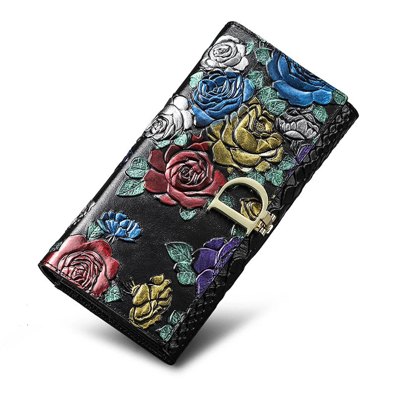 3D Floral Printed Wallet Large