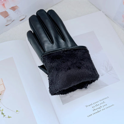 Flower PU Leather Gloves