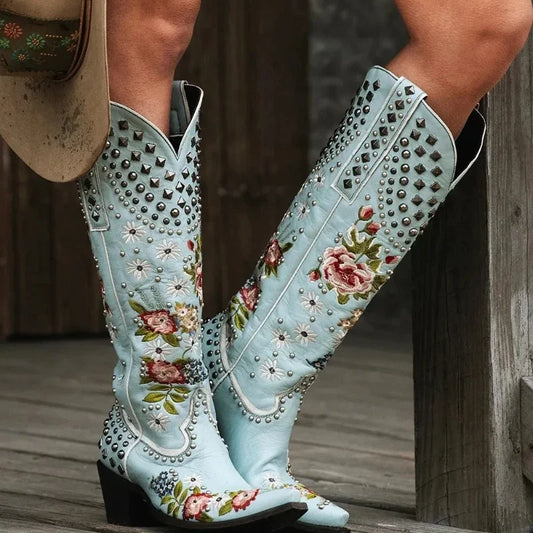 Vintage Embroidered Cowboy Boots