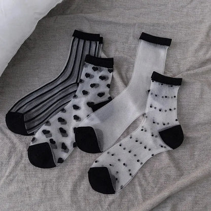 4 Pairs Fashion Tulle Mesh Sockcs