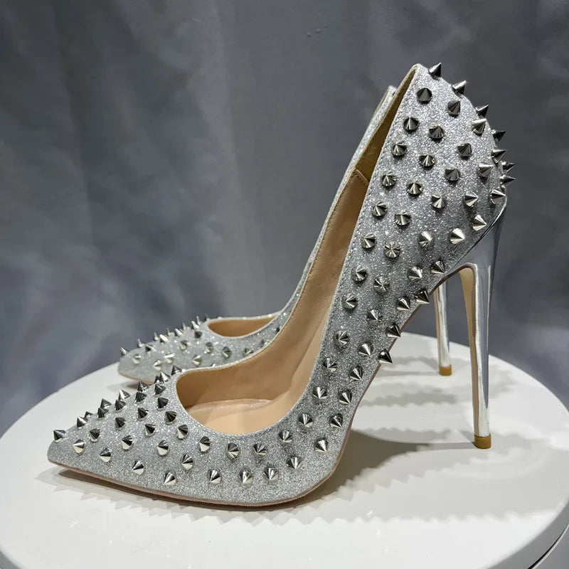 Platinum Rivet Stilettos