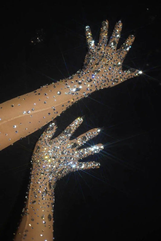 Luxurious Crystal Mesh Gloves